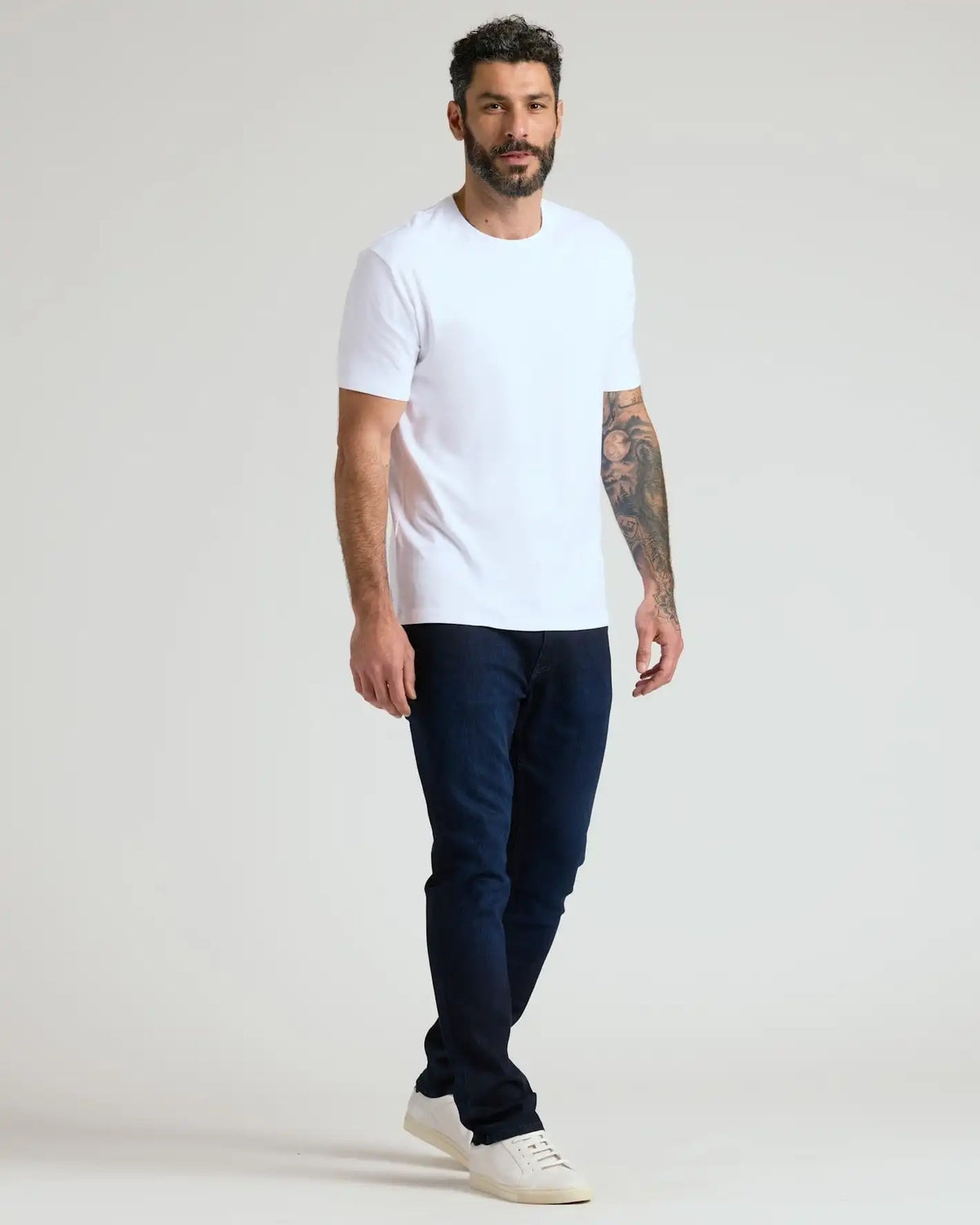 White Pima Cotton Blend Crew