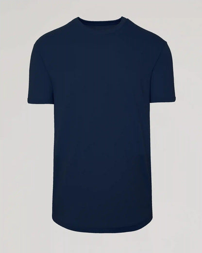 Navy Curved Hem Classic Crew Neck