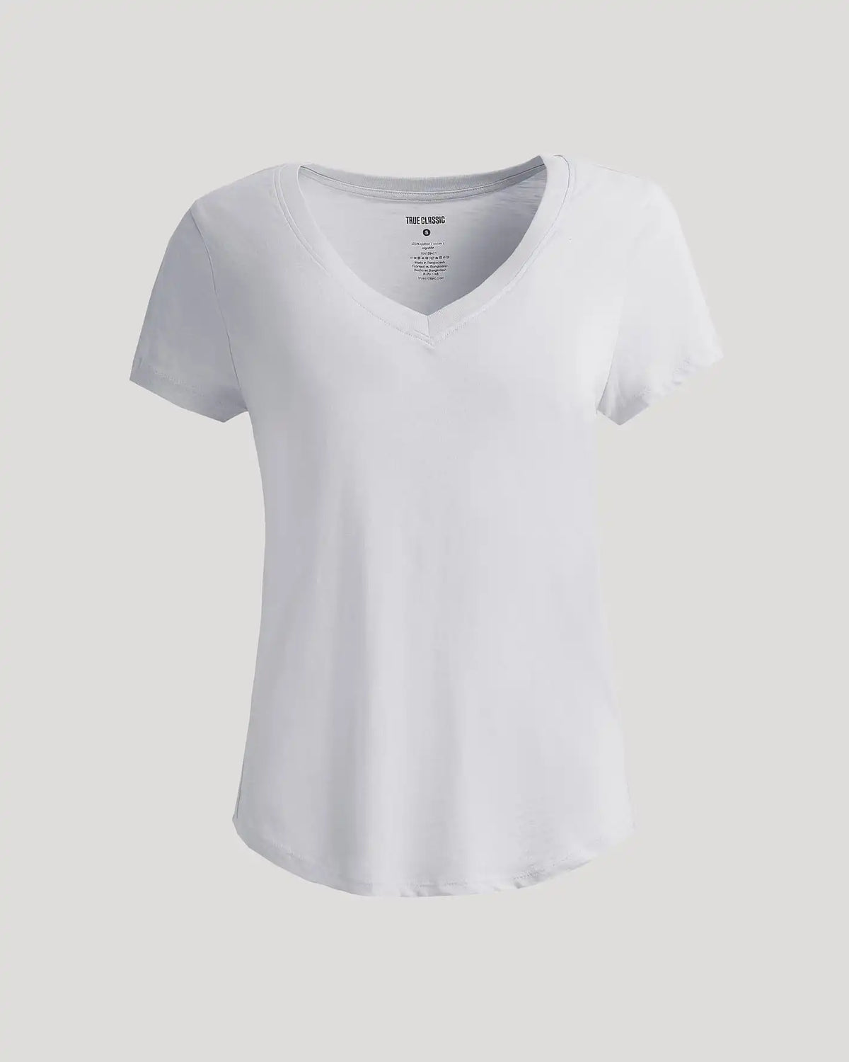 Womens White Relaxed Slub V-Neck Tee