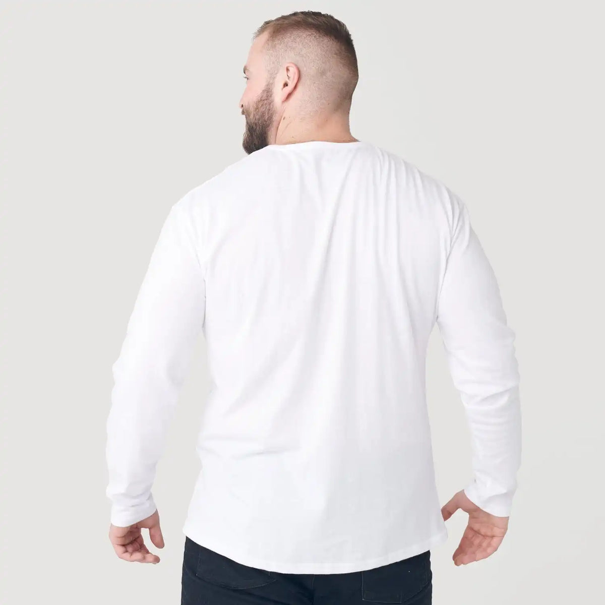 White Classic Long Sleeve Henley
