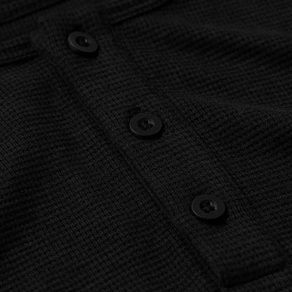 Black Waffle Long Sleeve Henley