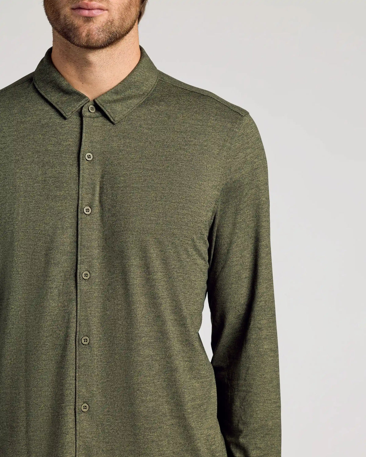 Dark Heather Military Green Long Sleeve Do-It-All Comfort Shirt