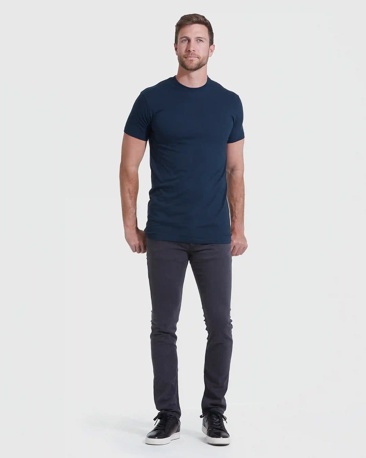 Navy Tall Straight Hem Crew Neck T-Shirt