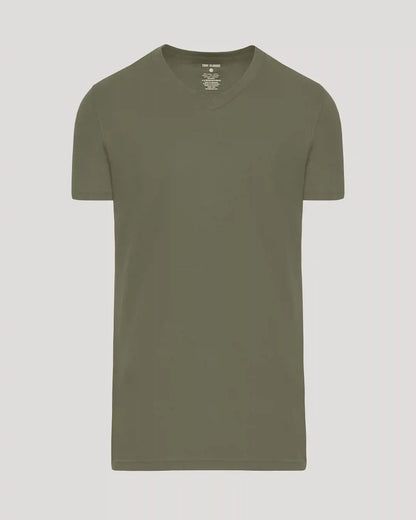 Military Green Tall Short Sleeve Classic V-Neck