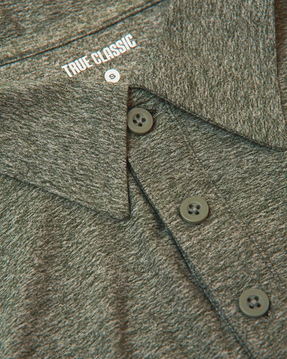 Heather Military Green Short Sleeve Tall Active Polo