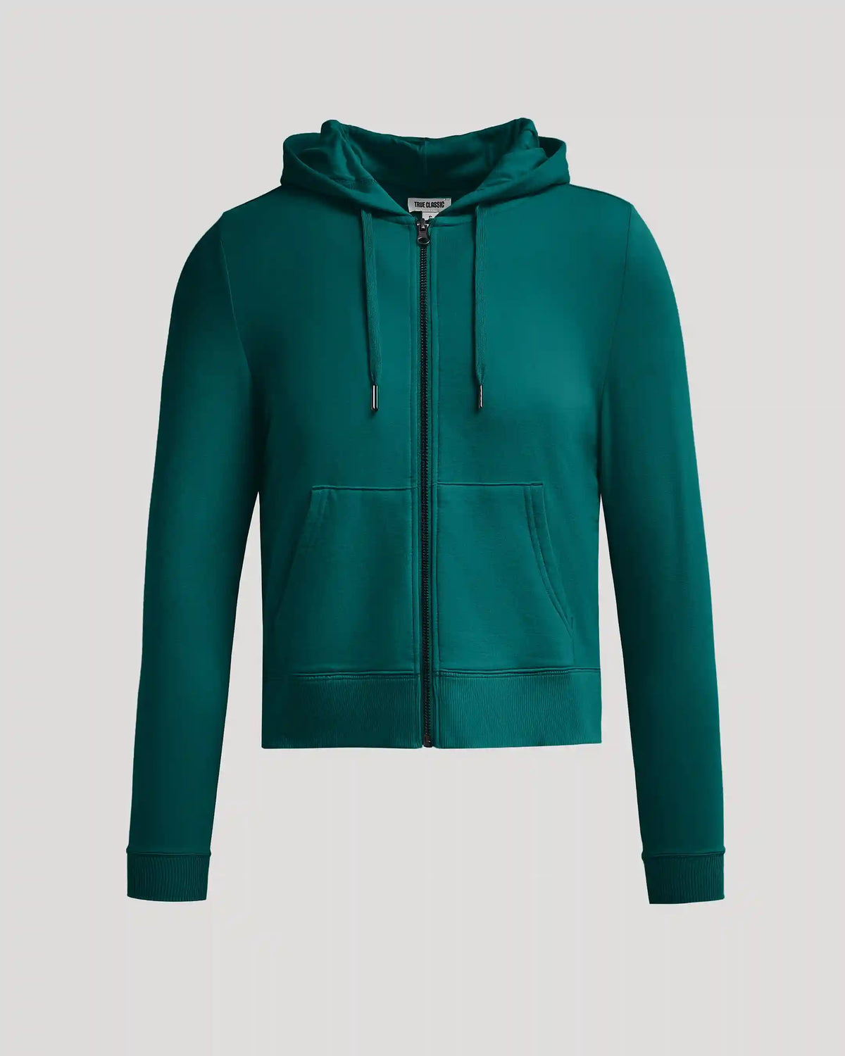 Womens Deep Emerald Crop Zip Hoodie
