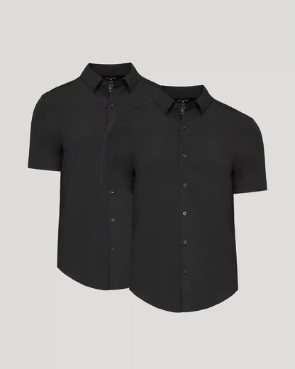 All Black Short Sleeve Performance Dress Shirt 2-Pack