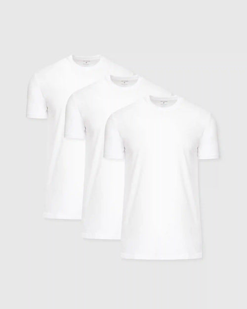 All-White Tall Straight Hem Crew Neck T-Shirt 3-Pack