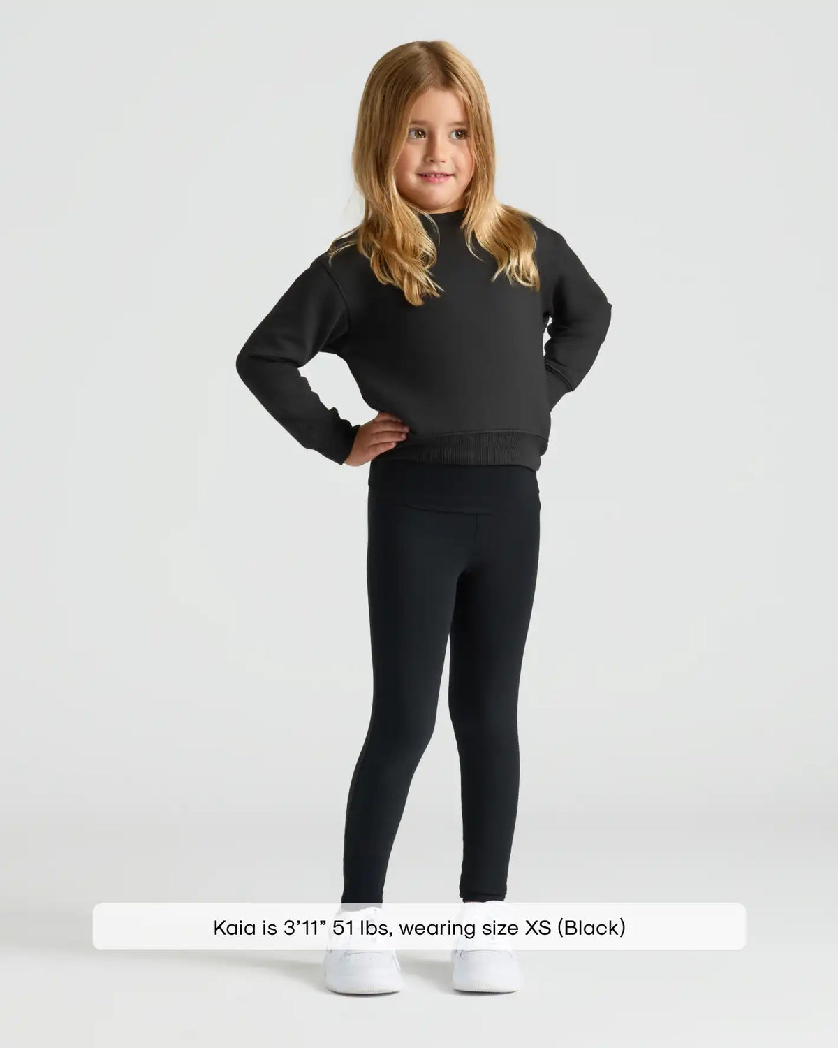Girls Black Slouch Pullover Crew