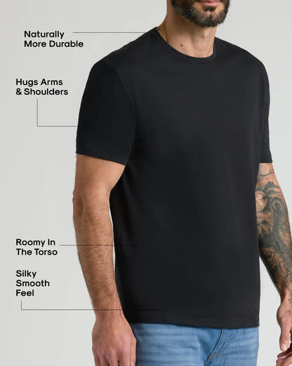 Black Pima Cotton Blend Crew