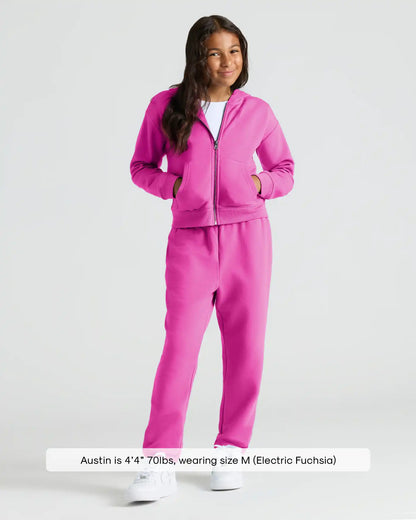 Girls Electric Fuchsia Cropped Zip Hoodie