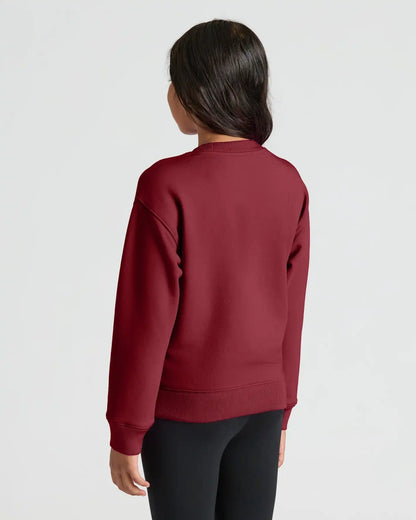 Girls Dark Maroon Slouch Pullover Crew