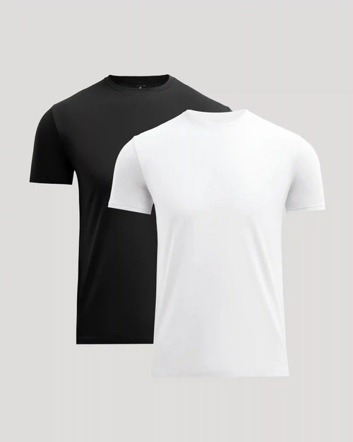Black & White Pima Cotton Blend Crew 2-Pack