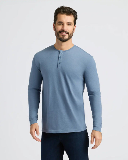 Dark Heather Vintage Navy Classic Long Sleeve Henley