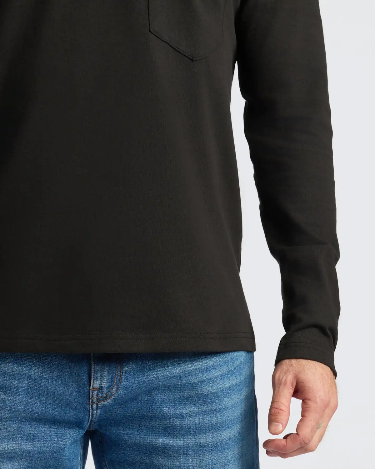Black & Navy Heavyweight Long Sleeve Pocket Crew 2-PacK