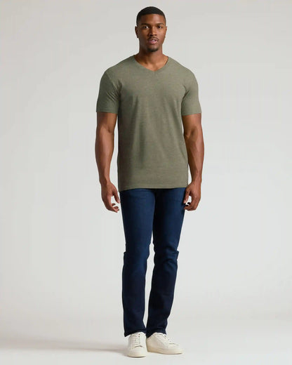 Heather Military Green Tall Short Sleeve Classic V-Neck