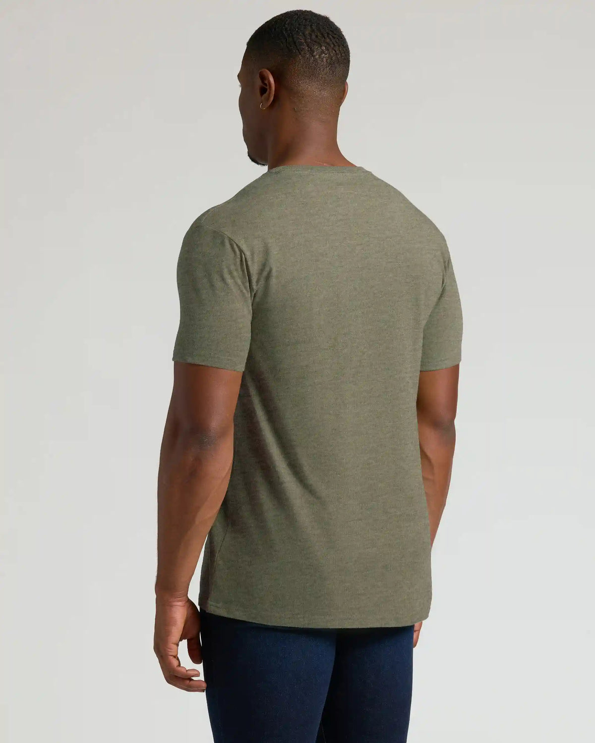 Heather Military Green Tall Short Sleeve Classic V-Neck
