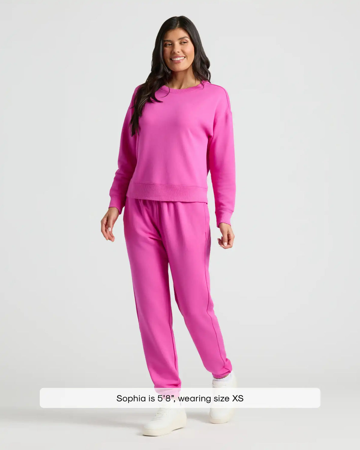 Womens Electric Fuchsia Slouch Pullover Crew & Relaxed Jogger 2-Pack
