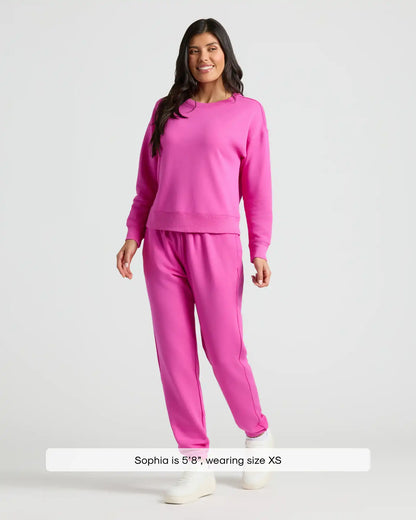 Womens Electric Fuchsia Slouch Pullover Crew & Relaxed Jogger 2-Pack