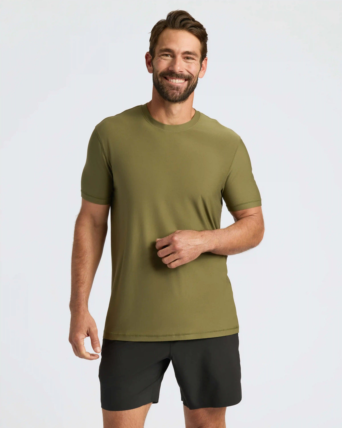 Military Green Active Crew Neck Tee